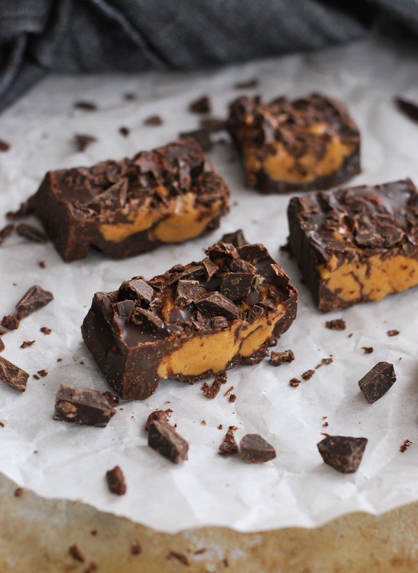Chokladbitar med jordnötssmör - Baka Sockerfritt