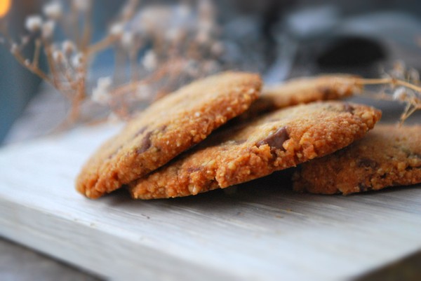 Chocolate chip mazarin cookies - Baka Sockerfritt